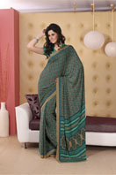 Elegant green printed georgette saree  Gifts toBasavanagudi, sarees to Basavanagudi same day delivery