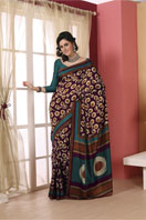 Purple printed tussar with chakra design Gifts toBasavanagudi, sarees to Basavanagudi same day delivery