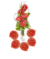 Oriental Flame with Floral Designed Earthen Diyas Gifts toTeynampet, Combinations to Teynampet same day delivery