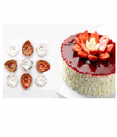 Strawberry cake 1kg with Unique Diya Set to India Gifts toCottonpet,  to Cottonpet same day delivery