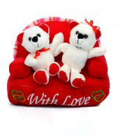 Adorable Teddies on Sofa Gifts toLalbagh, teddy to Lalbagh same day delivery