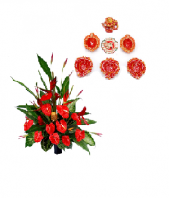 Red Flowers  with Diyas and Rangoli Gifts toPuruswalkam,  to Puruswalkam same day delivery