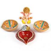 Divine Diya Set(Diwali) Gifts toindia, Diya Set to india same day delivery
