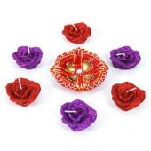 Vibrant Rose Diyas Gifts toCox Town,  to Cox Town same day delivery