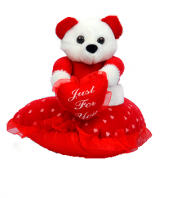 Small Teddy On Heart Pillow Gifts toChamrajpet, teddy to Chamrajpet same day delivery