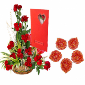 Regal Red  and Earthen Diyas with Swastik Gifts toChamrajpet,  to Chamrajpet same day delivery
