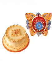 Butterscotch Cake with Butterfly Shaped Diya Gifts toHAL, Combinations to HAL same day delivery