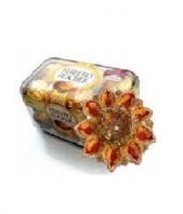 Attractive Diya Thali and Ferrero Rocher 16 pc Gifts toDelhi, Combinations to Delhi same day delivery
