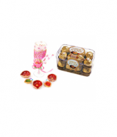 Ferrero with Chandelier Candle and Diyas Gifts toCottonpet, Combinations to Cottonpet same day delivery