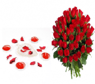 Reds and Roses with Sophisticated Candles Gifts toChamrajpet,  to Chamrajpet same day delivery