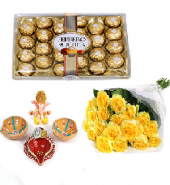 Ferrero Rocher and Divine Diyas with Sorbet Gifts toIndia, Combinations to India same day delivery