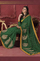 Green Georgette Saree Gifts toBidadi, sarees to Bidadi same day delivery