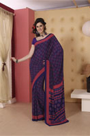 Printed purple georgette saree Gifts toRewari, sarees to Rewari same day delivery
