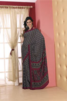 Cachy navy blue printed georgette saree Gifts toJP Nagar, sarees to JP Nagar same day delivery
