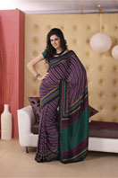 Fancy purple striped georgette saree, Gifts toindia, sarees to india same day delivery